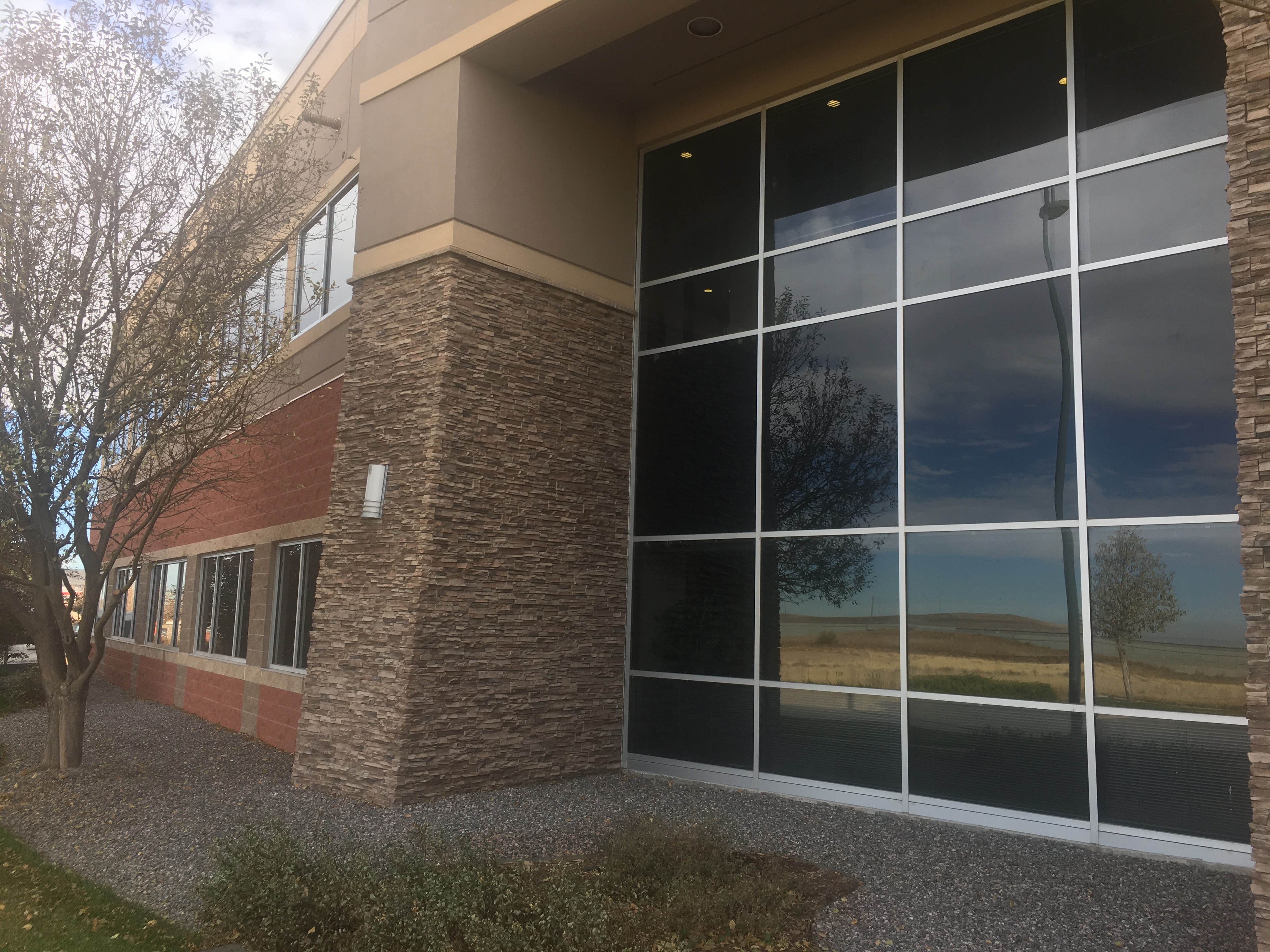 DIA Office Building stone and glass entrance
